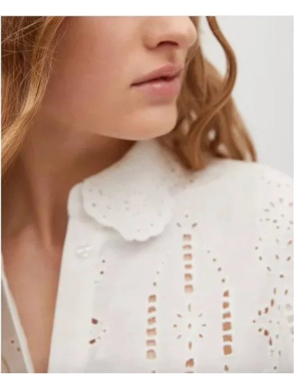 MNG Mango Swiss Embroidery Linen Blouse 2 - Picture 3 of 9